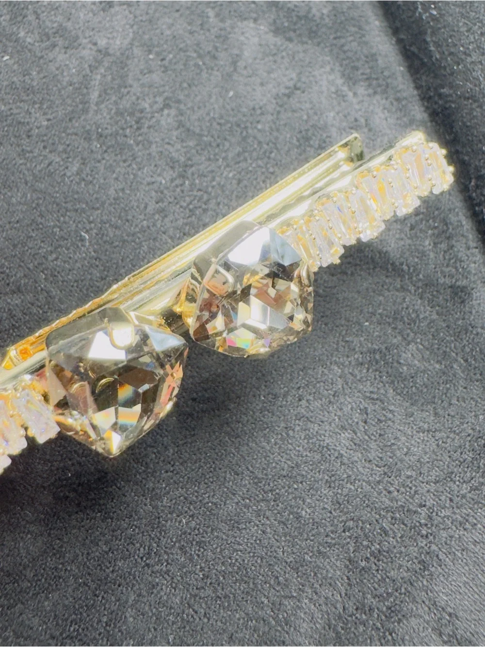 Sparkling Gold-Tone Heart Crystal Bracelet - Clear Crystals